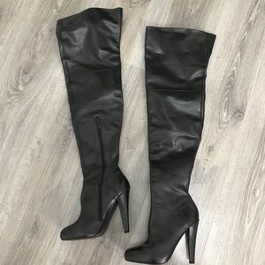 Colin Stuart thigh high leather heel boots